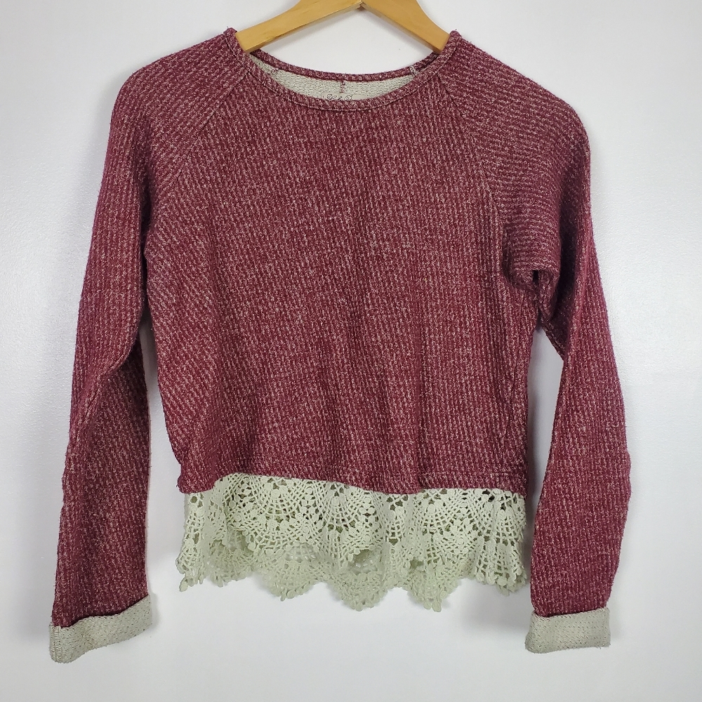 Lucky brand lace trim sweater, extra large